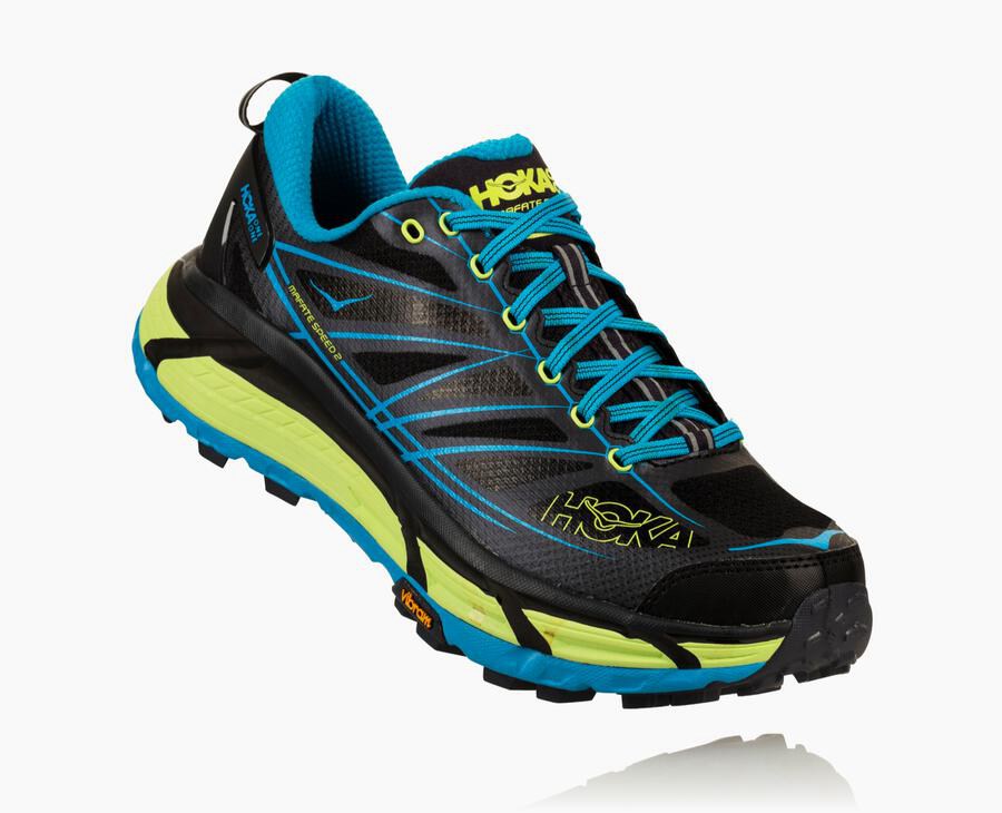 Tenis Hoka One One Trail Hombre Negros/Azules - Mafate Speed 2 - TDFS65401